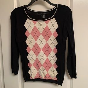 Small (Juniors) Argyle Sweater 3/4 Sleeve